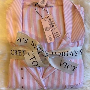 NWT Victoria Secrets Pink&White long sleeve PJ set